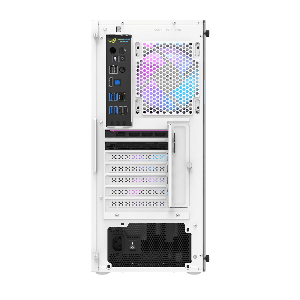 DK351 Tempered Glass ATX Case with 4 ARGB Fans Pre-Installed White