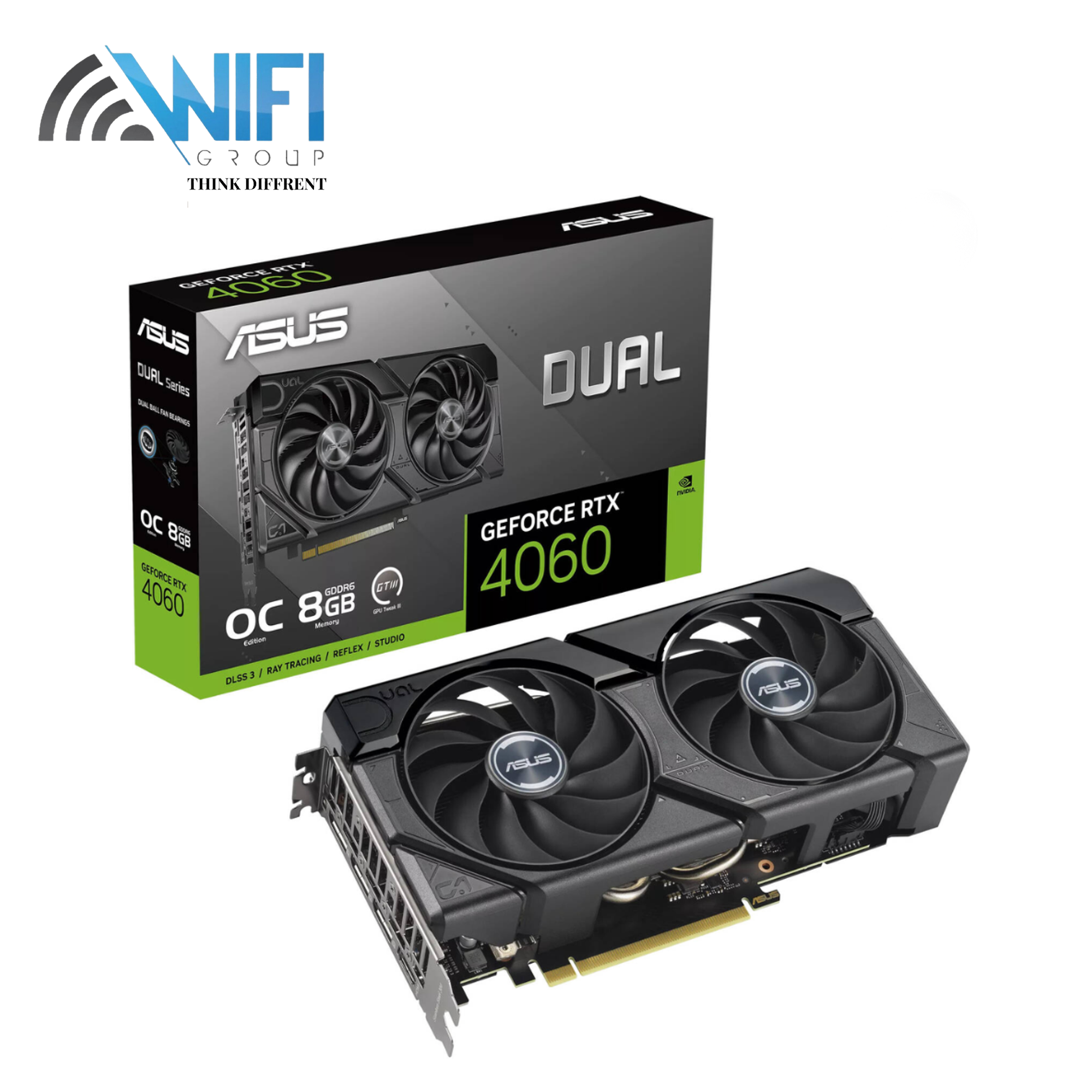 ASUS Dual RTX 4060 EVO OC 8GB GDDR6 2535MHz Boost 128-bit HDMI 2.1a DP 1.4a Dual Axial Fans 550W PSU 1x8-pin