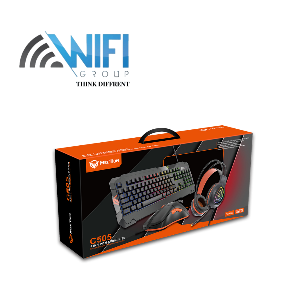 Meetion C505 – 4-in1 Combo Gaming Keyboard, Mouse and Mouse pad with Gaming Headset, Wired LED RGB Backlight for Computer PC - Black