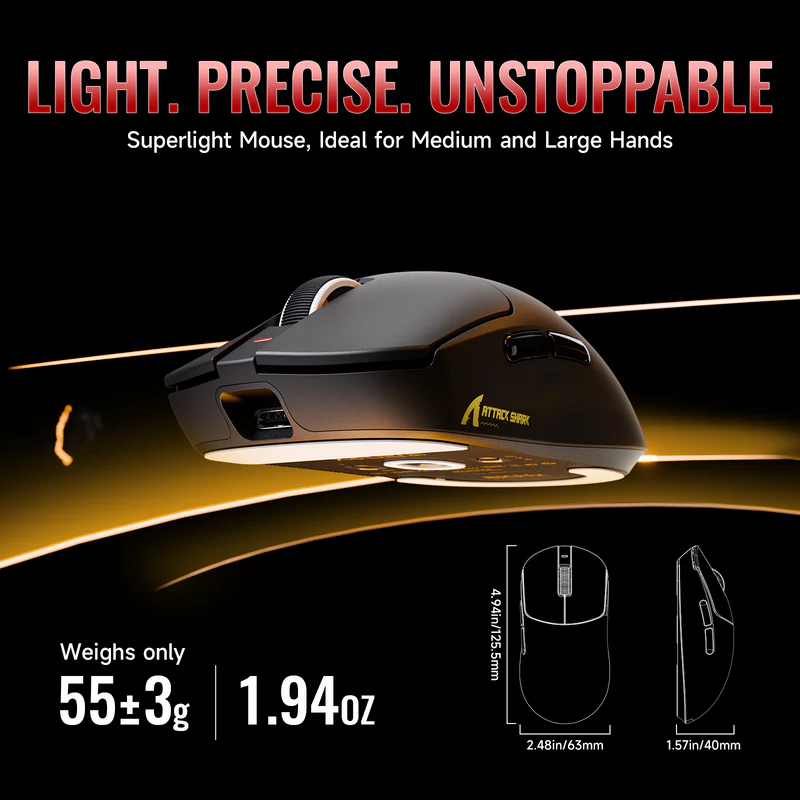 Attack Shark X8 PRO flagship lightweight gaming mouse Black
