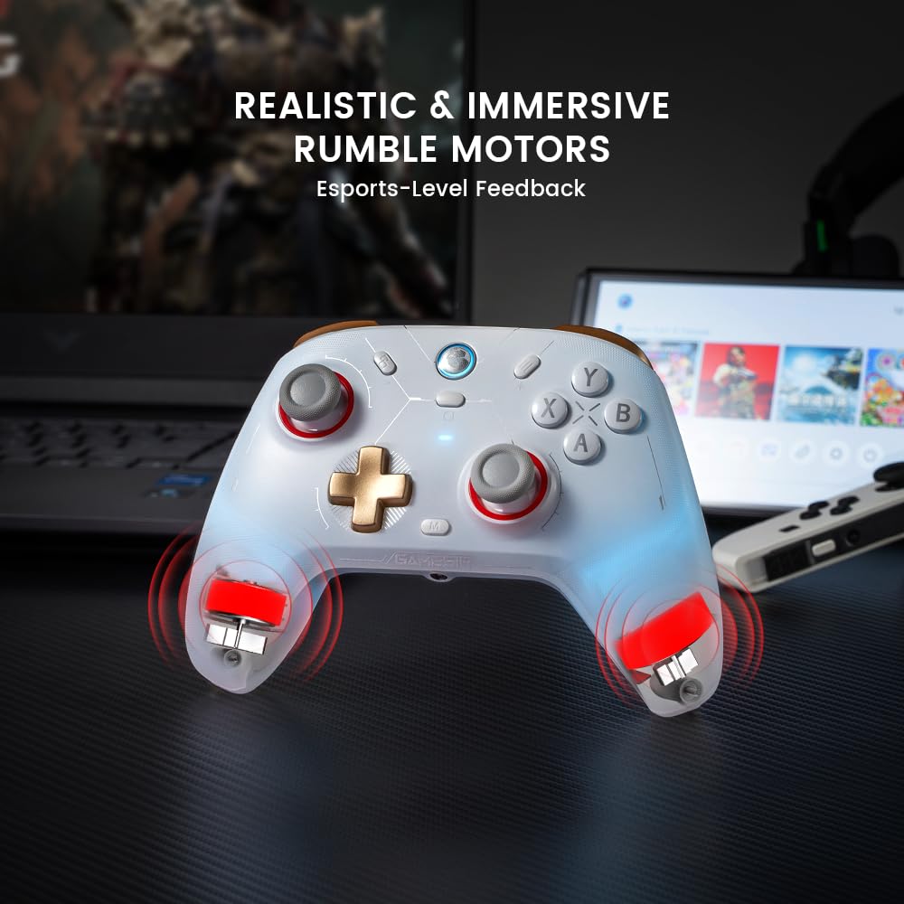 GameSir Cyclone 2 Wireless Controller - 1000Hz Polling Rate, TMR Joysticks, Hall/Micro 2-in-1 Triggers for PC/Switch/Android/iOS, PC Gaming Controller with Charging Dock White