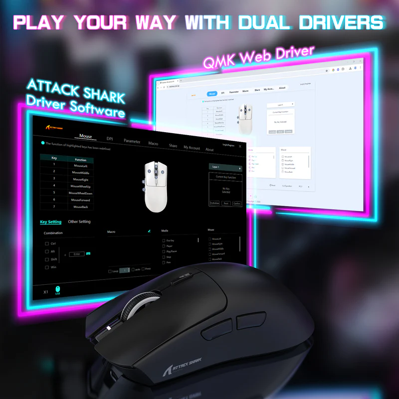 Attack Shark X1 Llghtweight 3-Mode Mouse Black