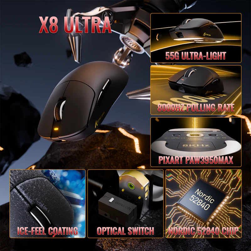 Attack Shark X8 PRO flagship lightweight gaming mouse Black