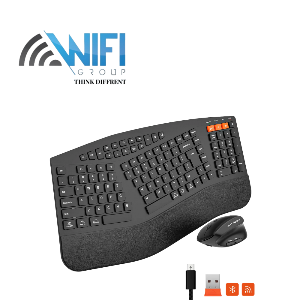 Meetion Director B2 Wireless & Bluetooth Dual Mode Ergonomic Keyboard and Mouse Combo – Rechargeable & Silent