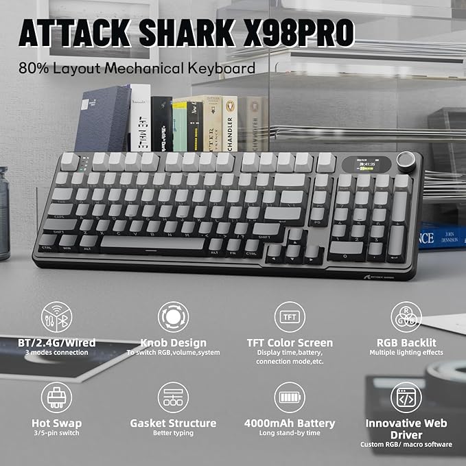 Attack Shark X98PRO three-mode RGB keyboard The stars are black