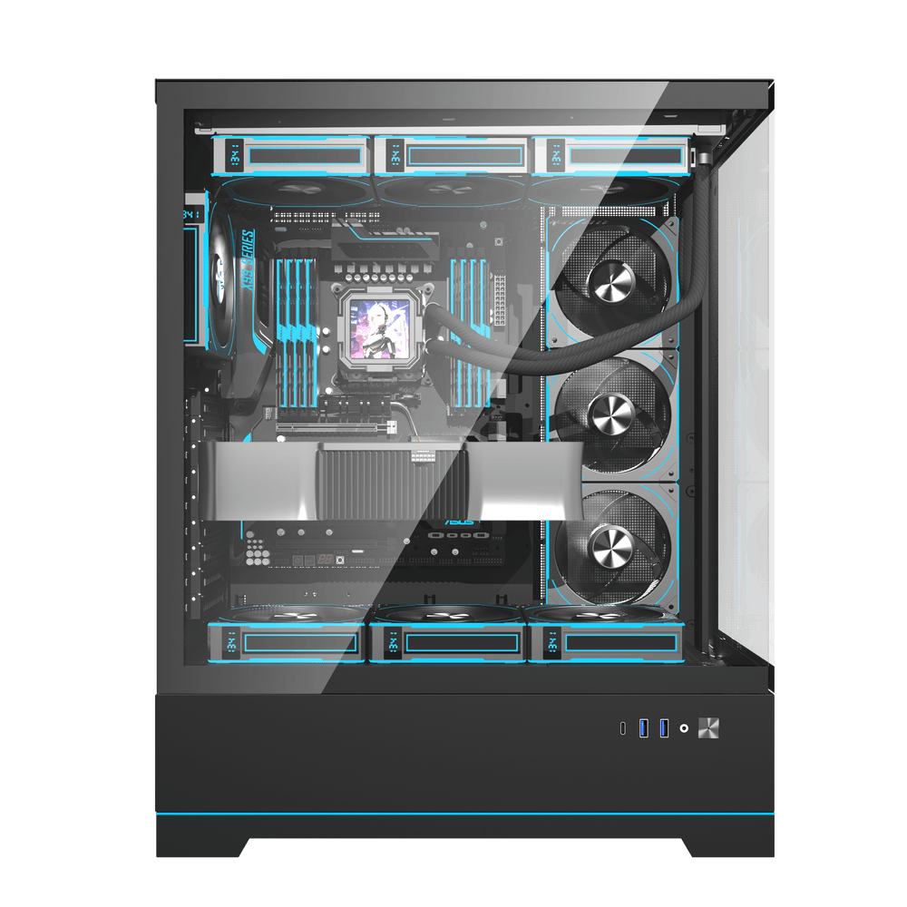 DarkFlash DY451L BLACK WITH 4*CYAN FANS