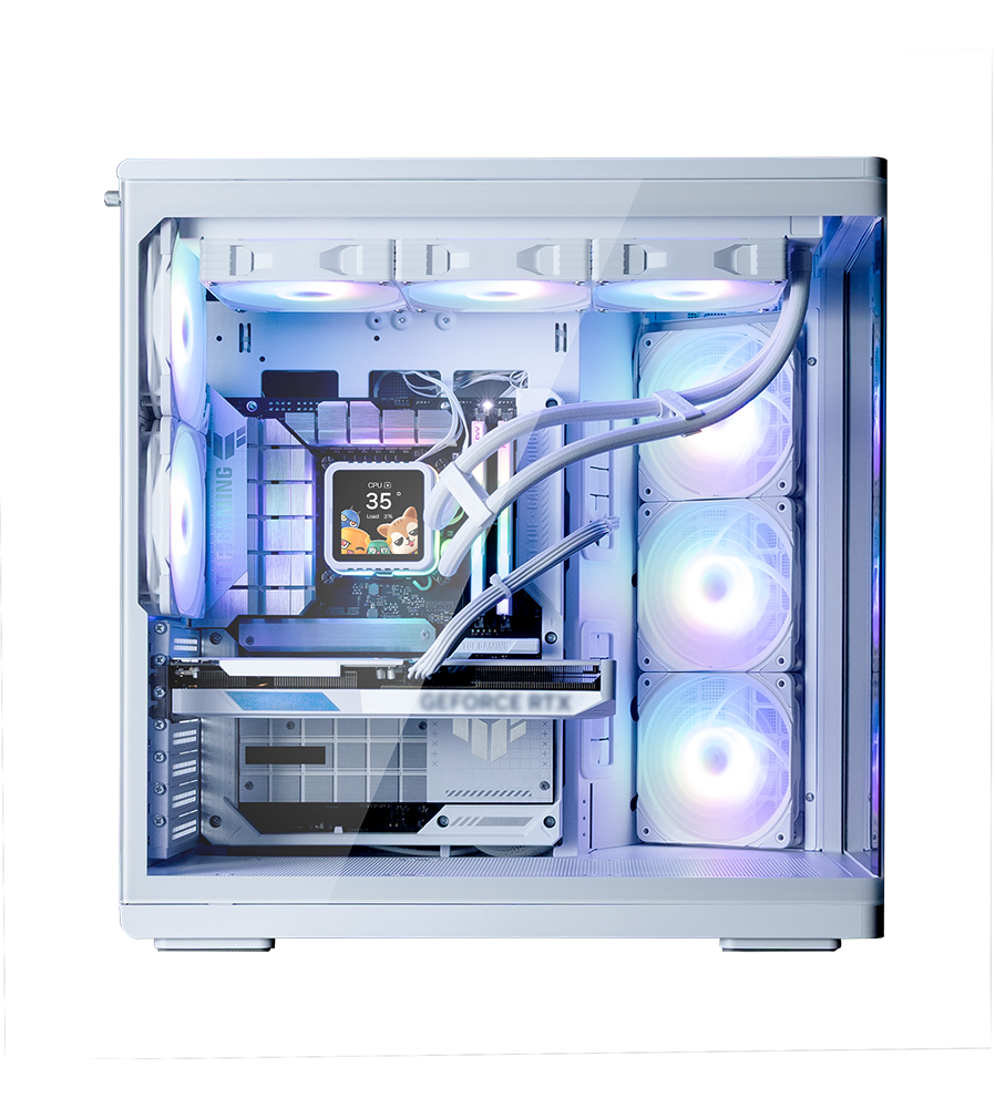 Zalman P60 WHITE – ATX Mid Tower Tempered Glass 5 Fans USB-C 435mm GPU 360mm Radiator