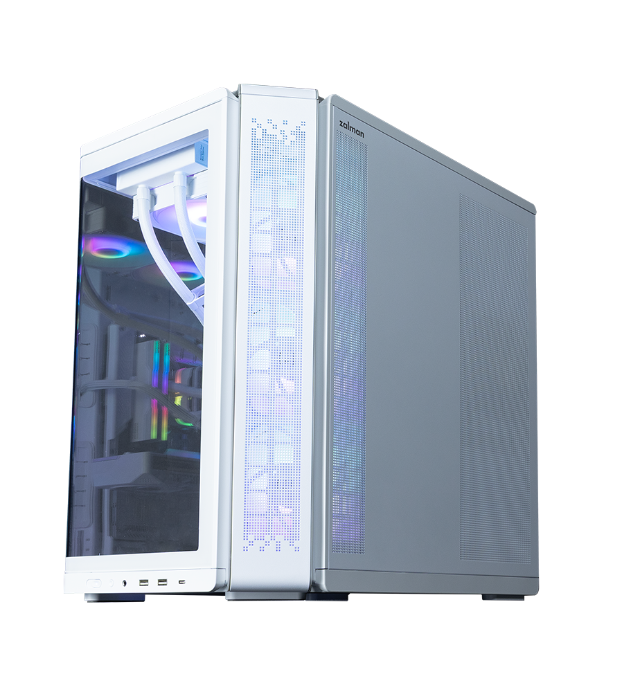 Zalman P60 WHITE – ATX Mid Tower Tempered Glass 5 Fans USB-C 435mm GPU 360mm Radiator