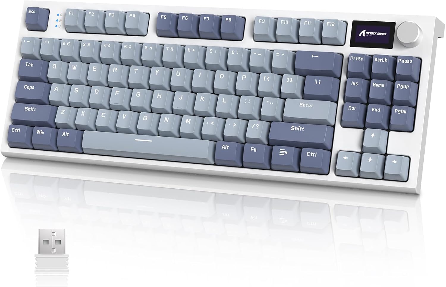 Attack Shark K86 Three mode RGB Display guest -made heat plug -in mechanical keyboard Lavender blue whale