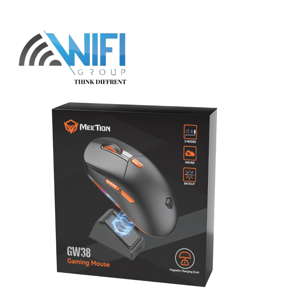 Mouse Meetion Air GW38 Pixart PAW3104 With Charging Base 3 Mode Rechargeable Wireless And Bluetooth Gaming 
