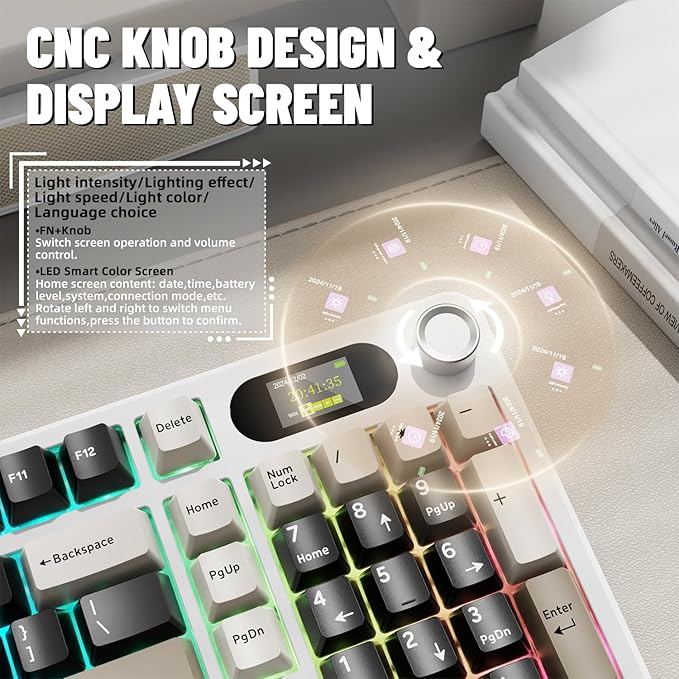 Attack Shark X98PRO three-mode RGB keyboard Cheese white