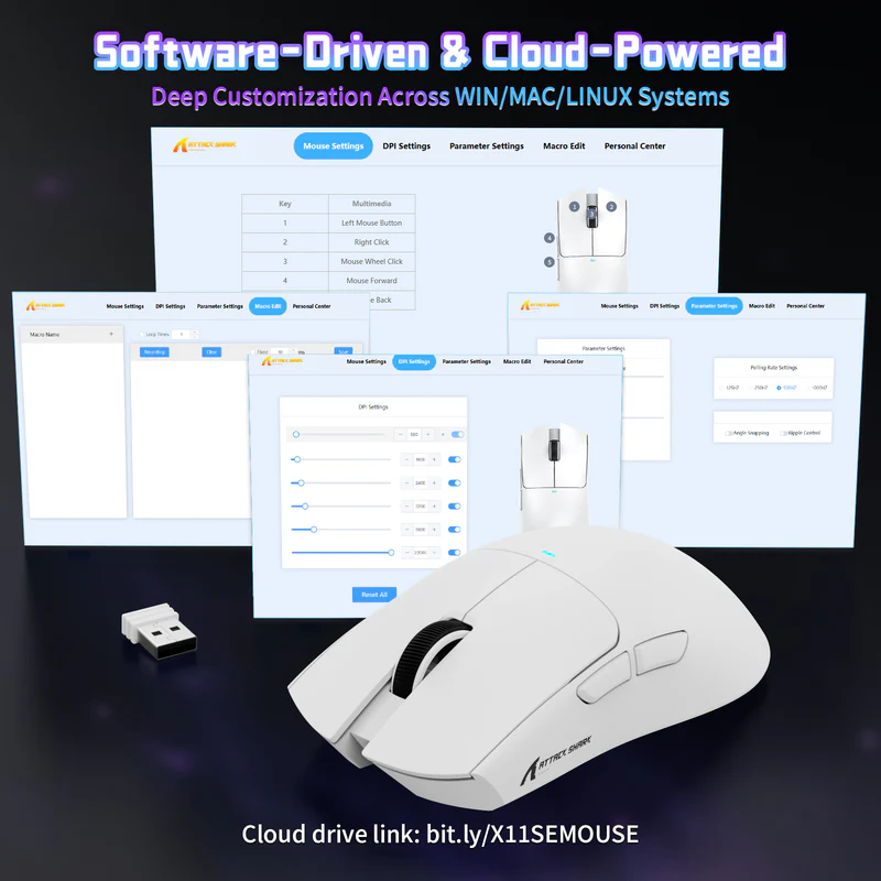 Attack Shark X11SE lightweight three-mode mouse white