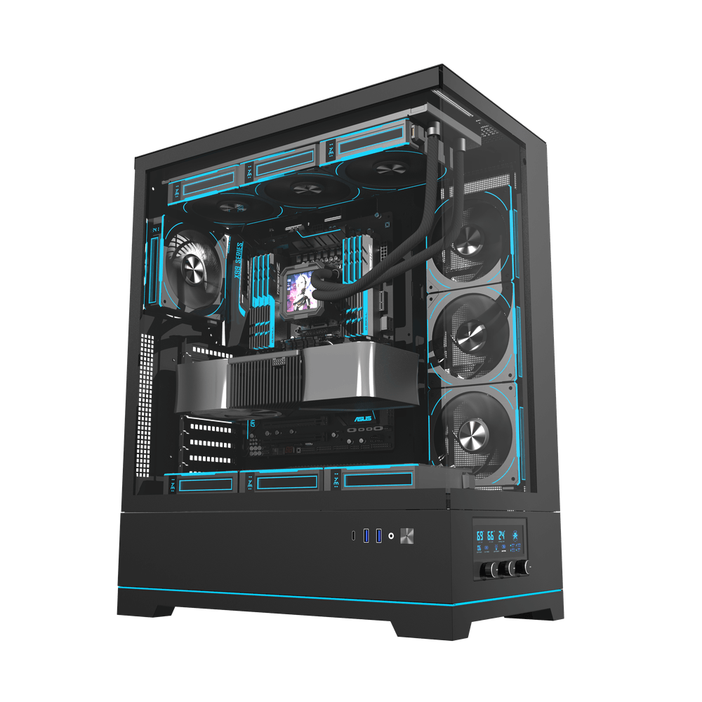 DarkFlash DY451L BLACK WITH 4*CYAN FANS