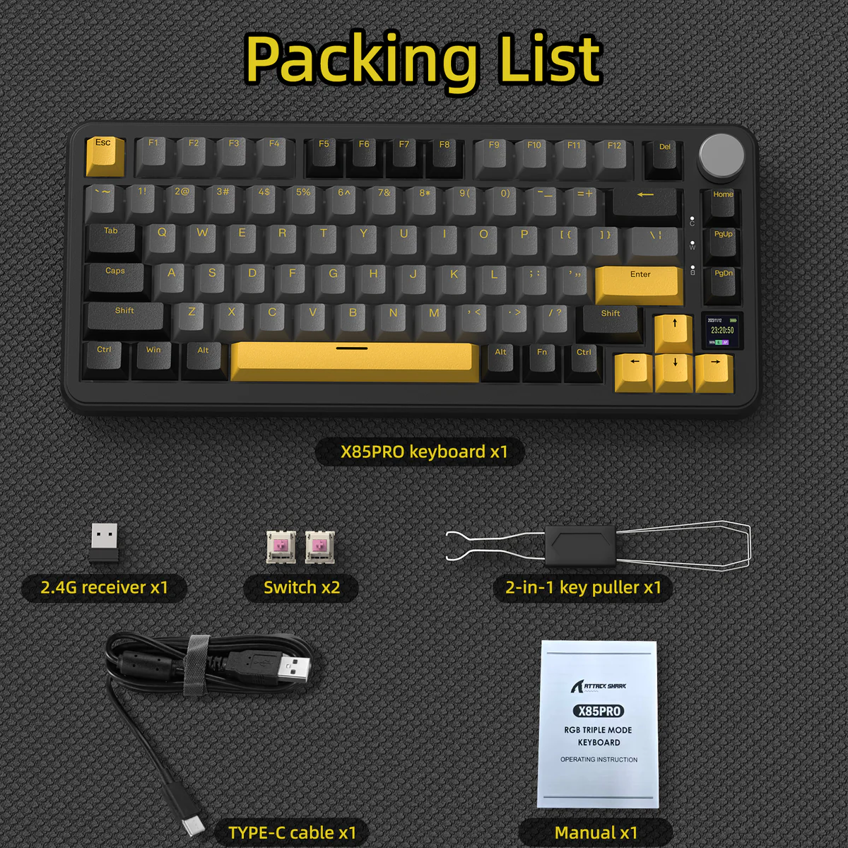 Keyboard Attack Shark X85PRO Cheese white 