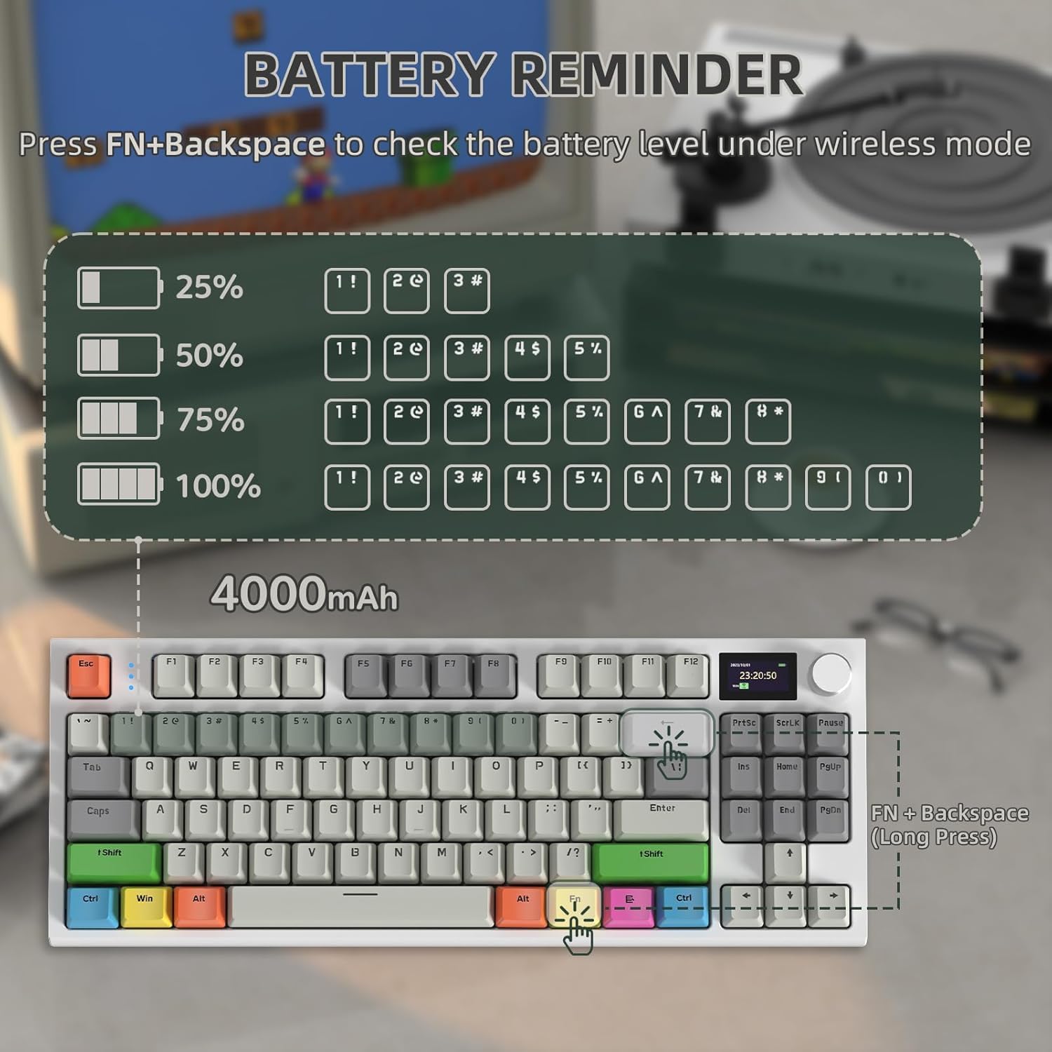 Attack Shark K86 Three mode RGB Display guest -made heat plug -in mechanical keyboard Time machine blue whale