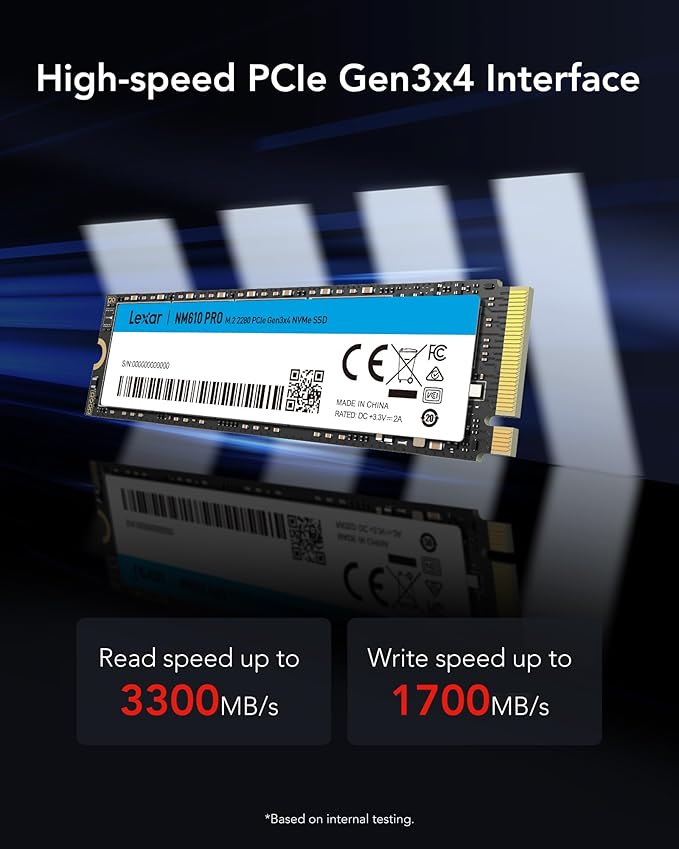 Lexar NVME 500GB NM610 PRO M.2 2280 PCIe Gen3x4 NVME SSD