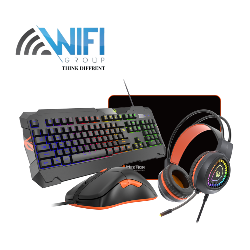 Meetion C505 – 4-in1 Combo Gaming Keyboard, Mouse and Mouse pad with Gaming Headset, Wired LED RGB Backlight for Computer PC - Black