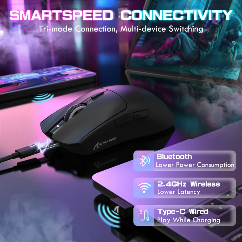Attack Shark X1 Llghtweight 3-Mode Mouse Black