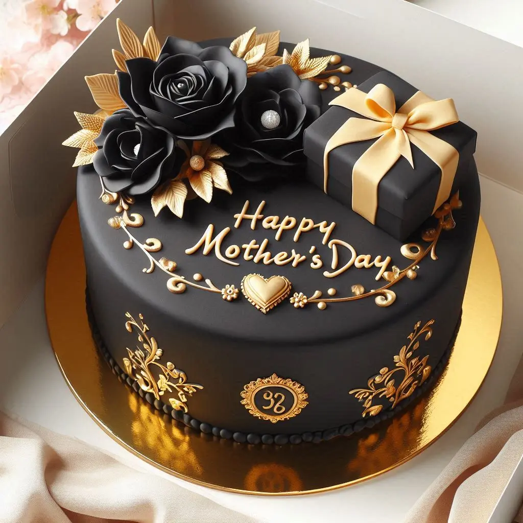 Black and Gold Mothers day Cake