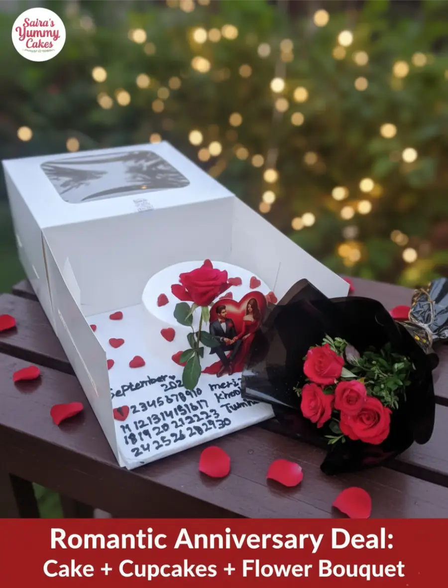 The Romantic Duo: Cake & Bouquet Deal by Saira's Yummy Cakes