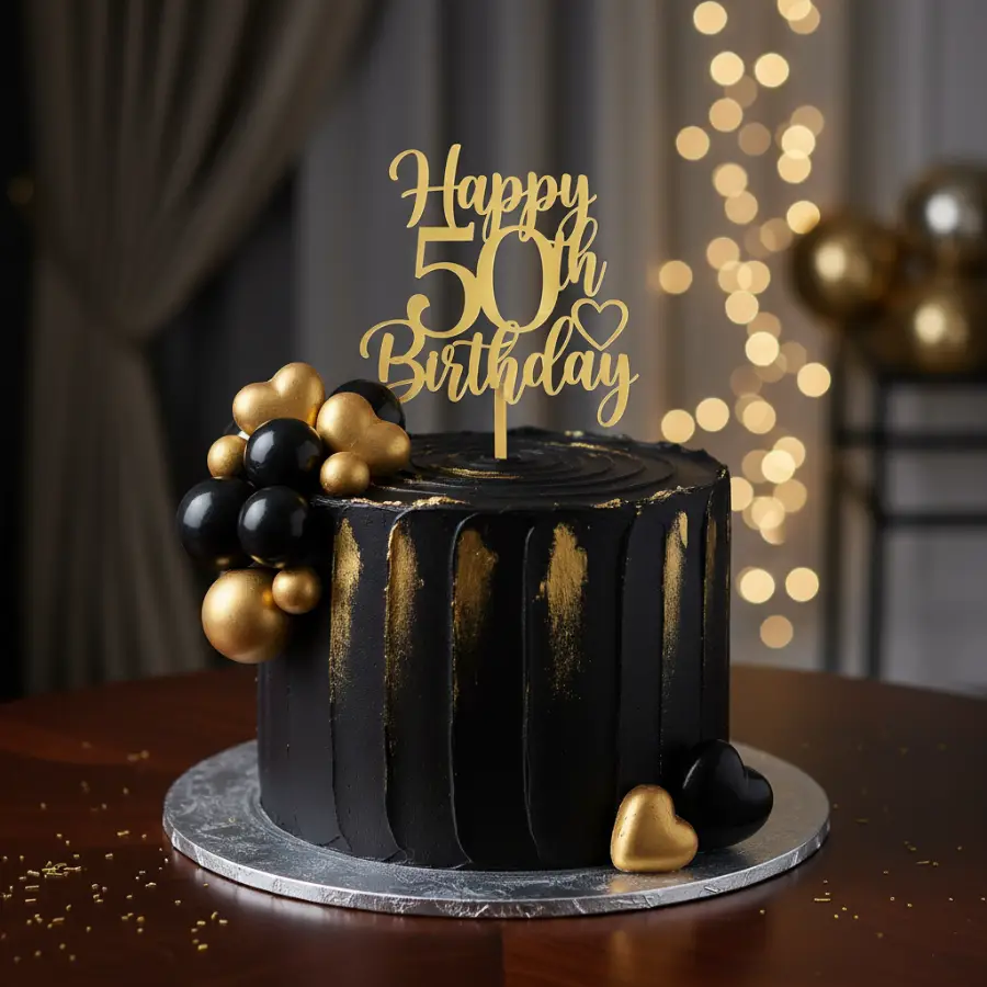 Elegant 50th Birthday Cake by Saira's Yummy Cakes