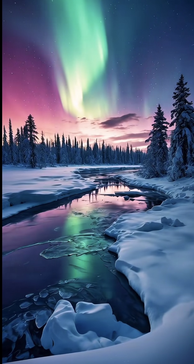 Aurora Borealis Landscape Print