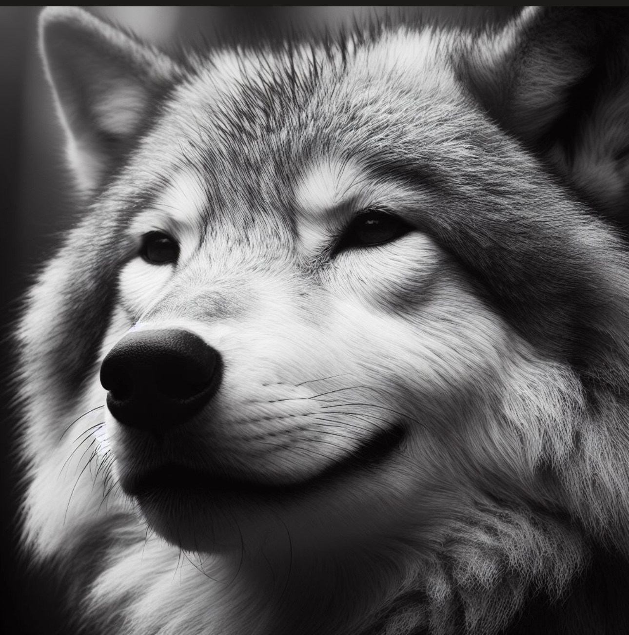 Black and White Wolf Portrait