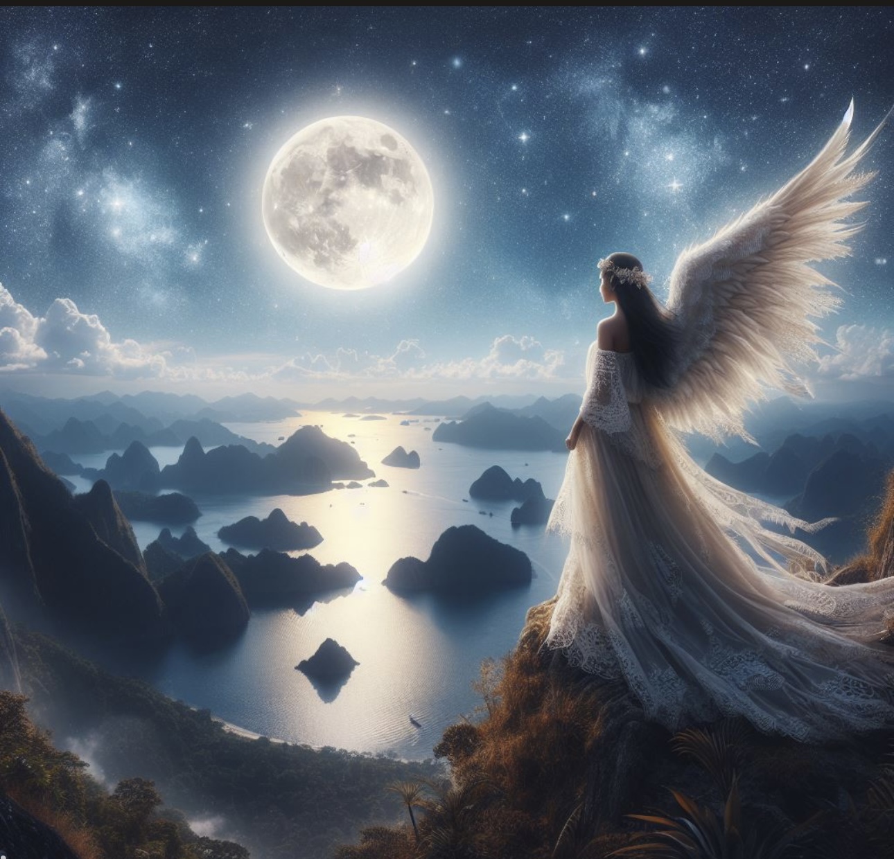 Moonlit Angel Canvas Art