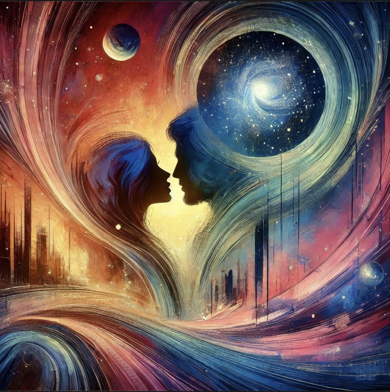 Cosmic Lovers Art Print