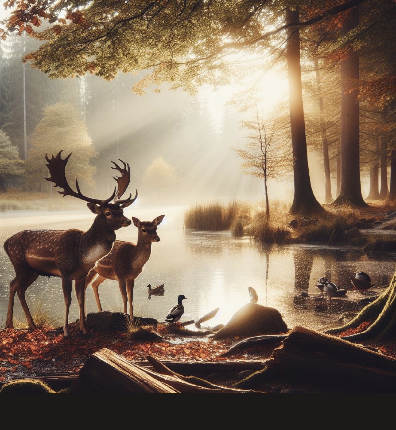 Print of Forest Scene with Wildlife