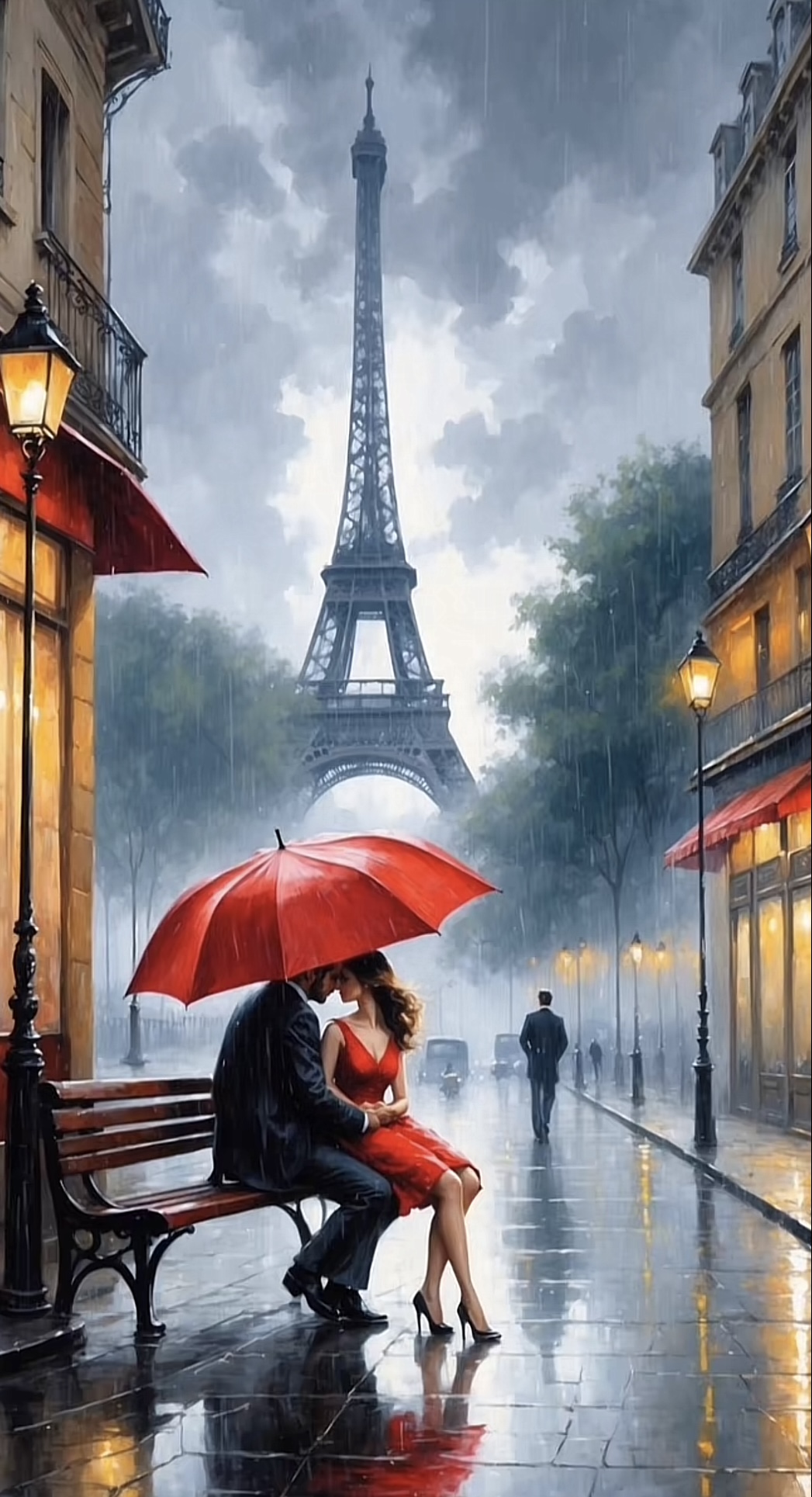 Romantic Parisian Street Scene Print