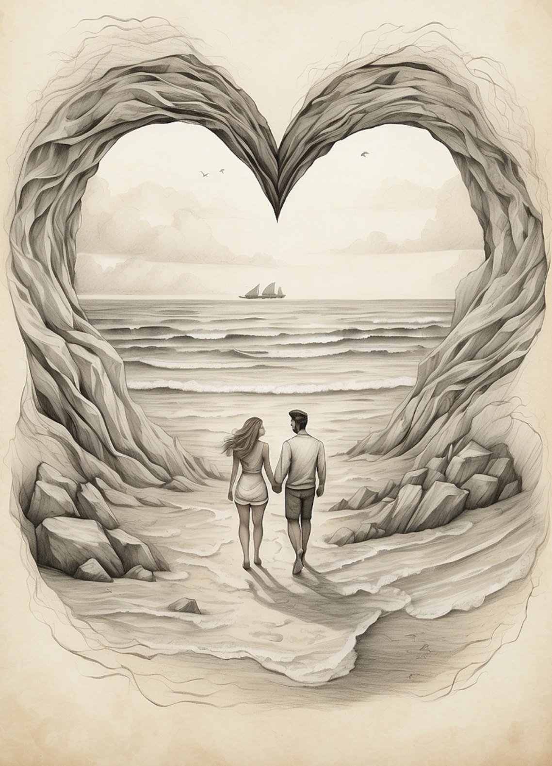 Heart-Shaped Beach Art Print
