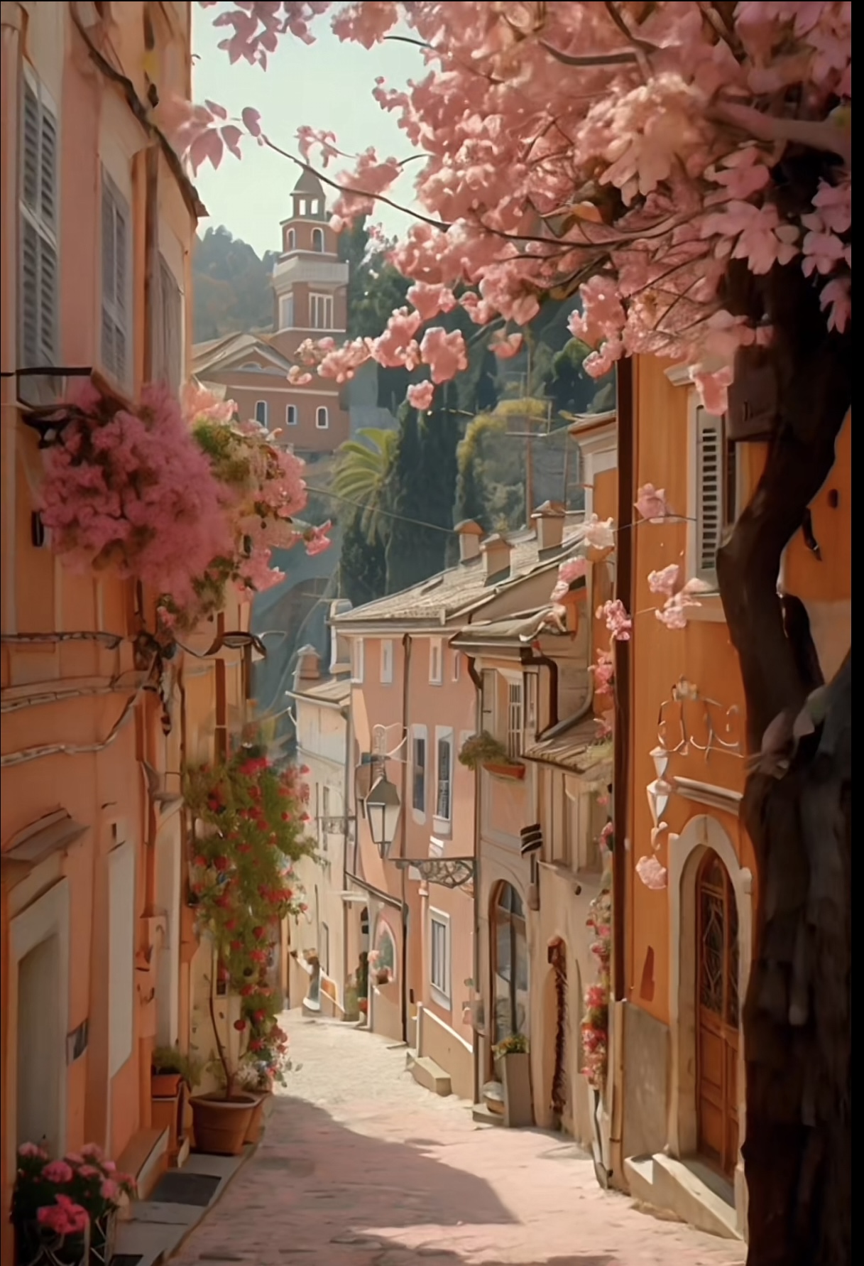 Charming European Village Print