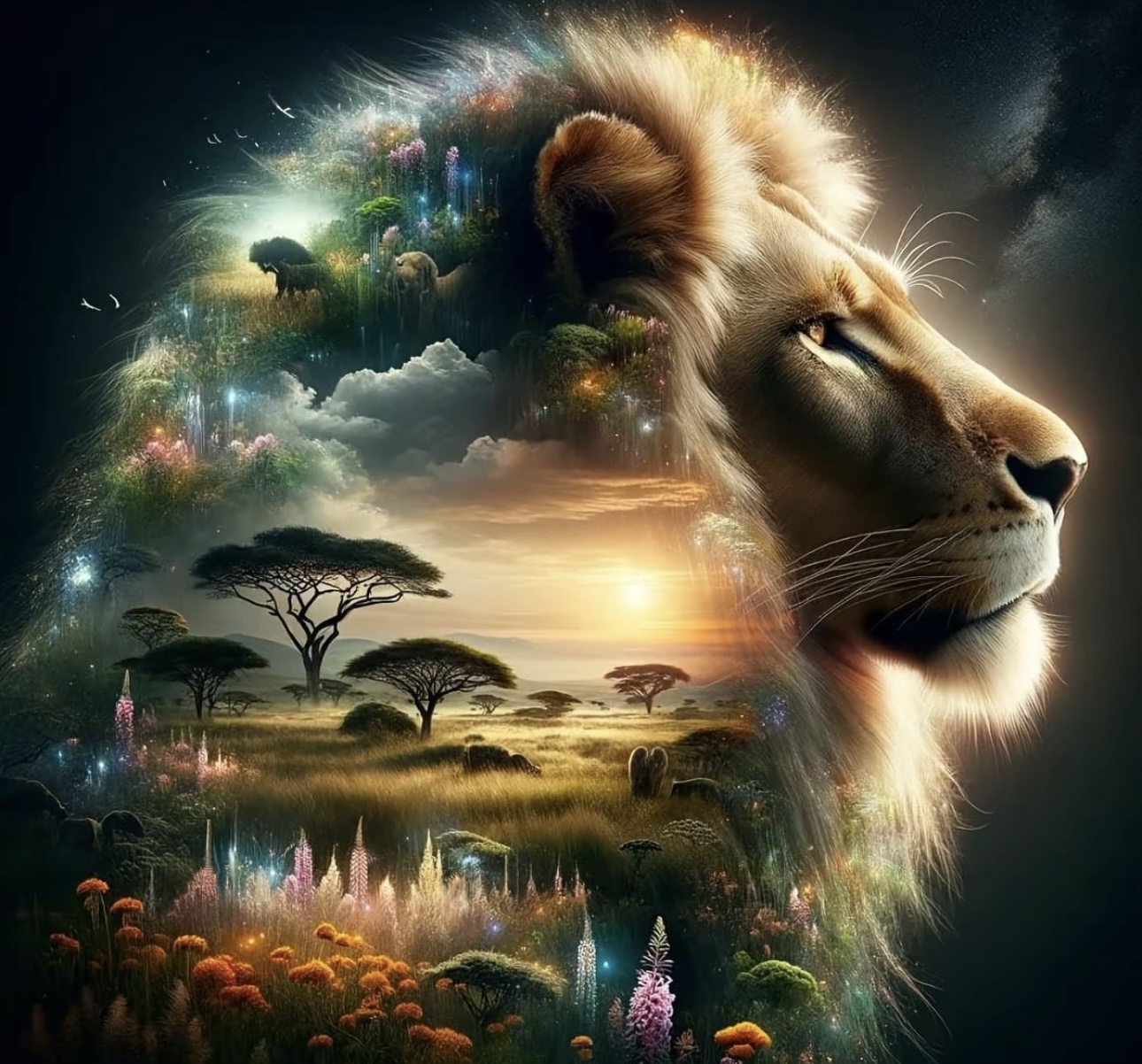 Surreal Lion Art Print