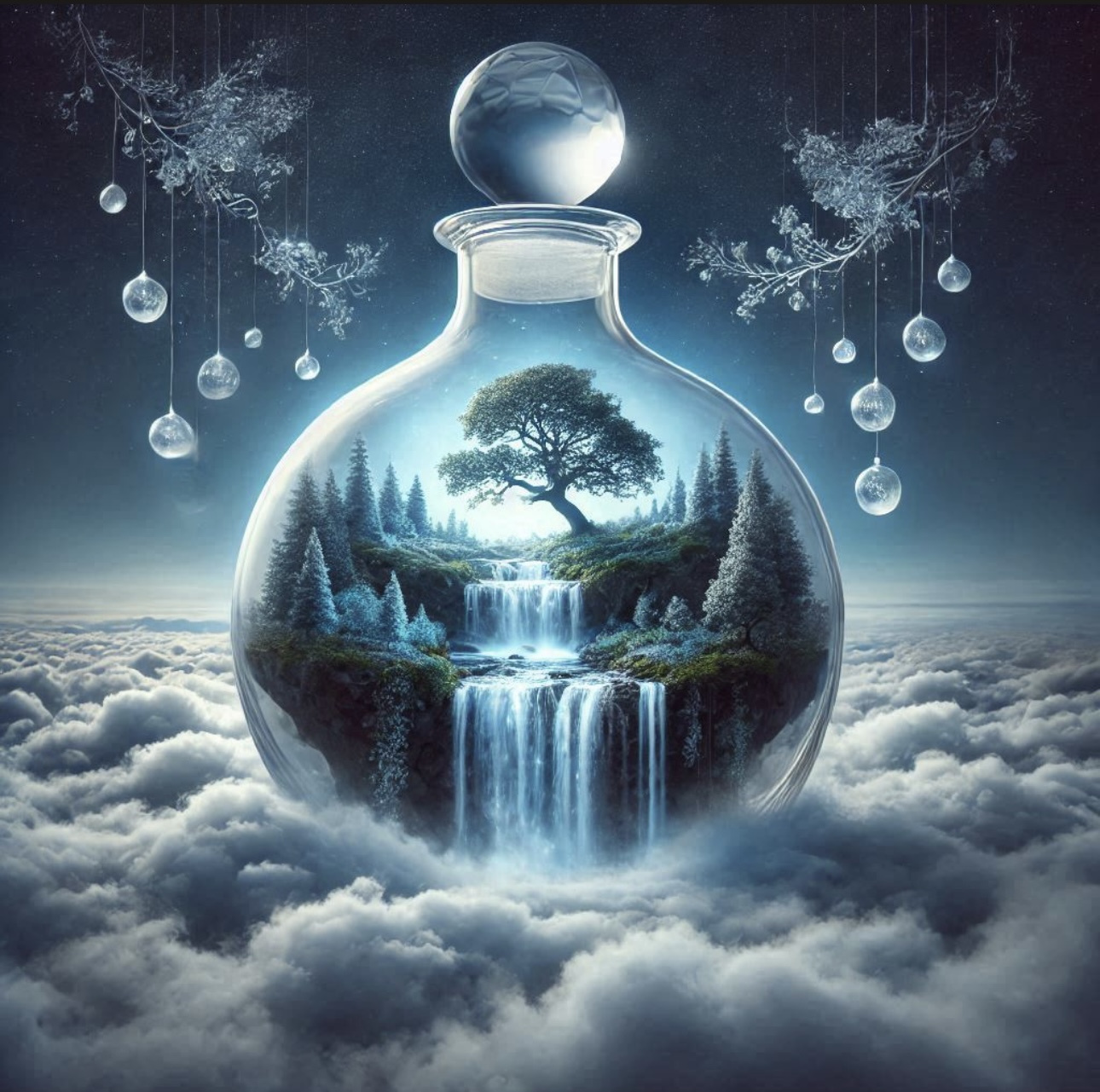 Enchanted Landscape Glass Bottle Print
