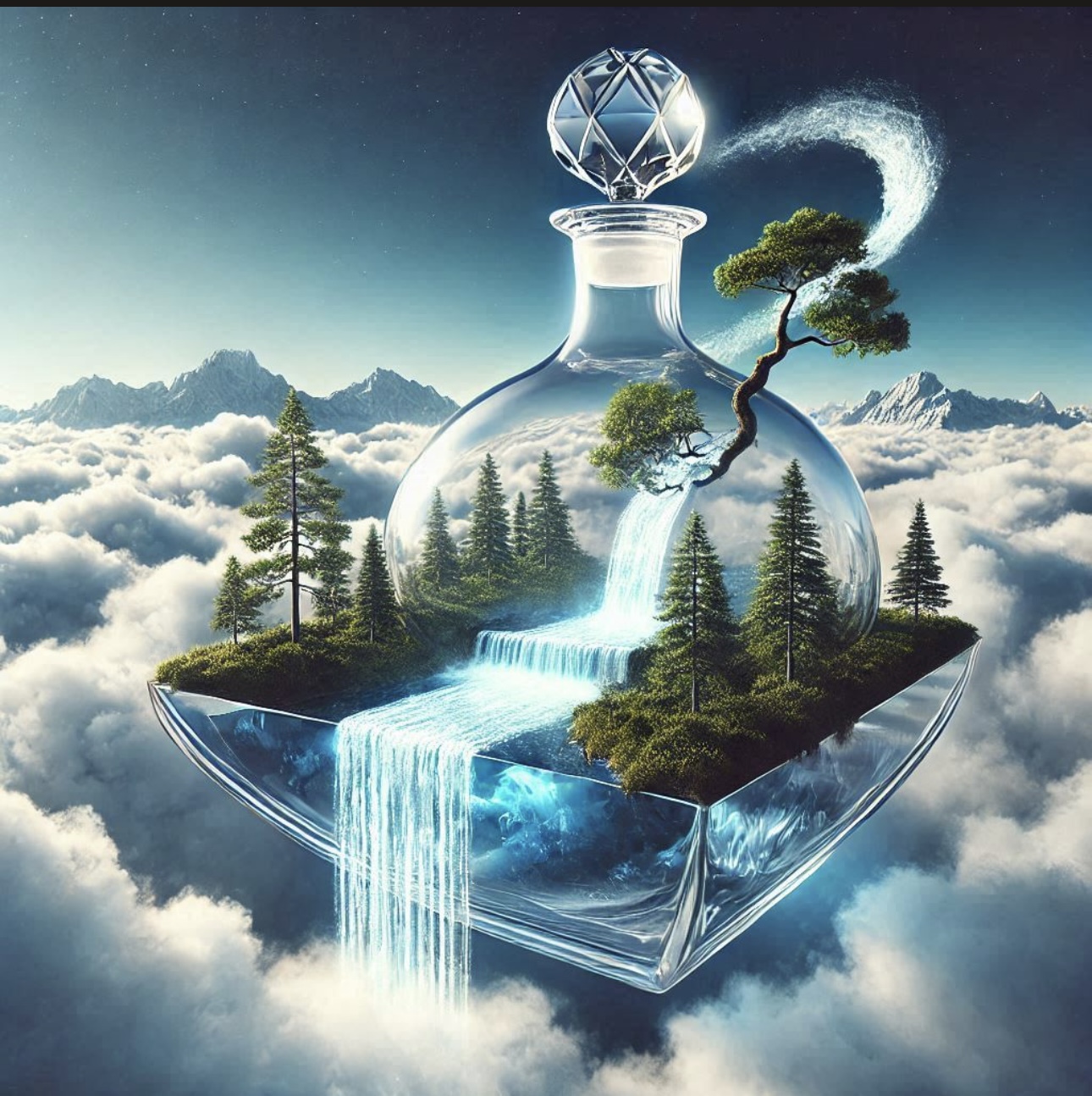 Fantasy Terrarium Glass Bottle Print
