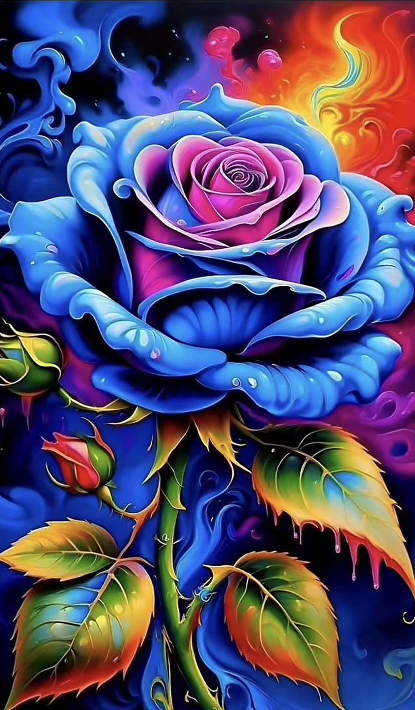 Vibrant Blue Rose Print