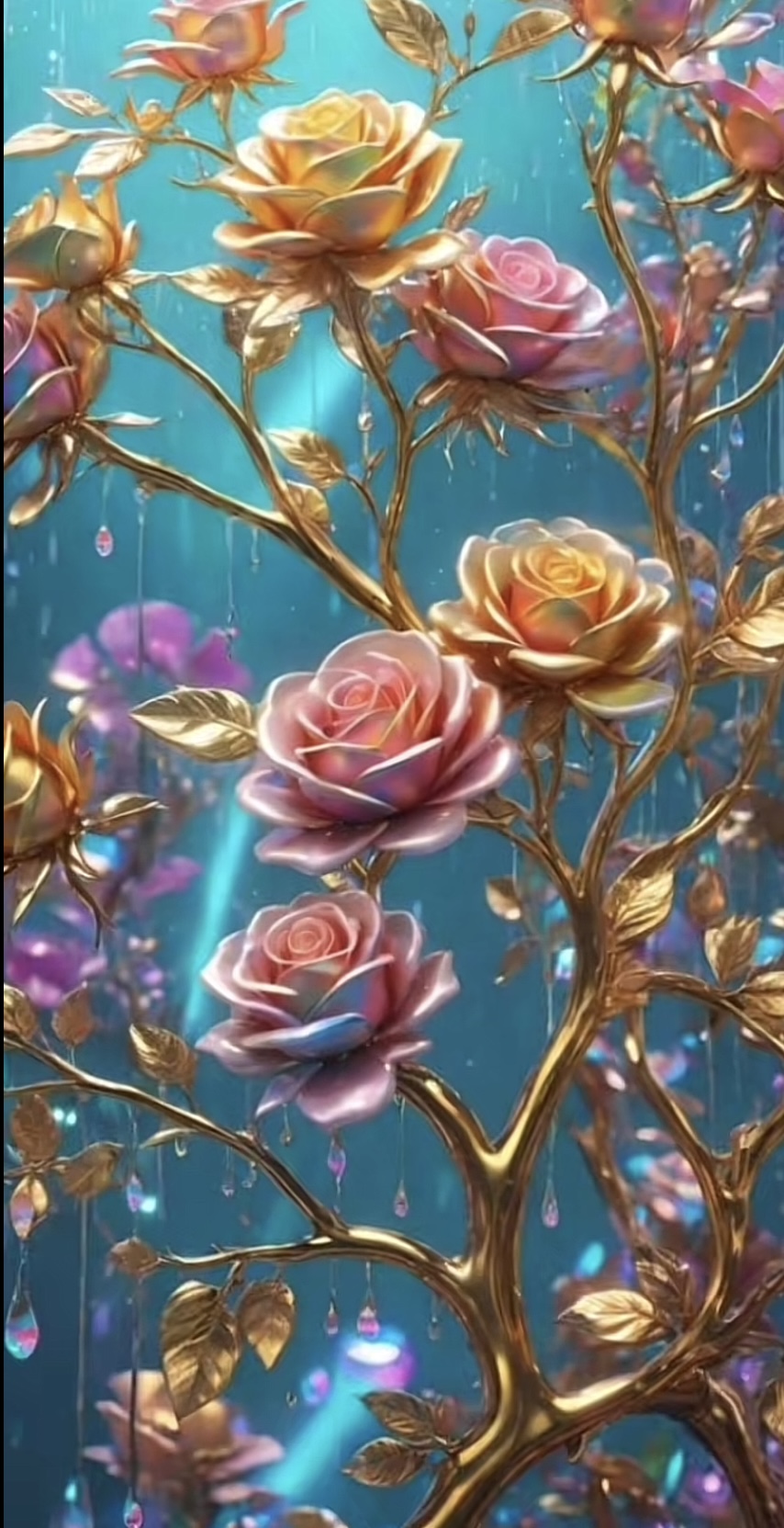 Golden Rose Art Piece Print