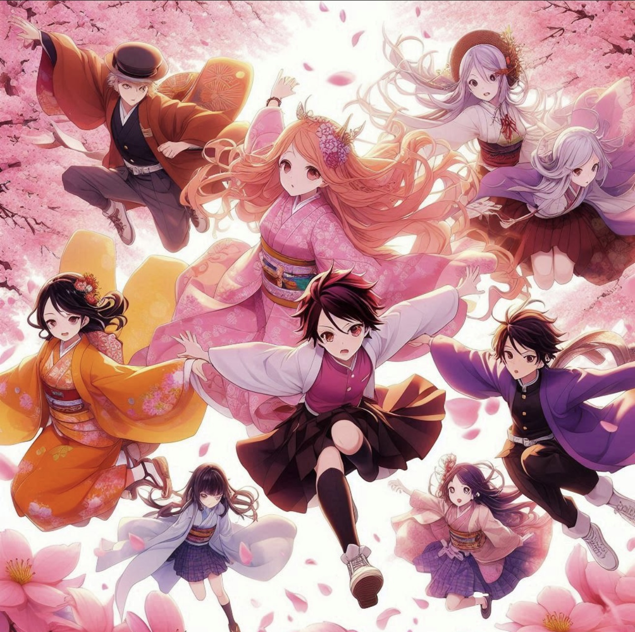 Anime Poster with Cherry Blossom Theme Print