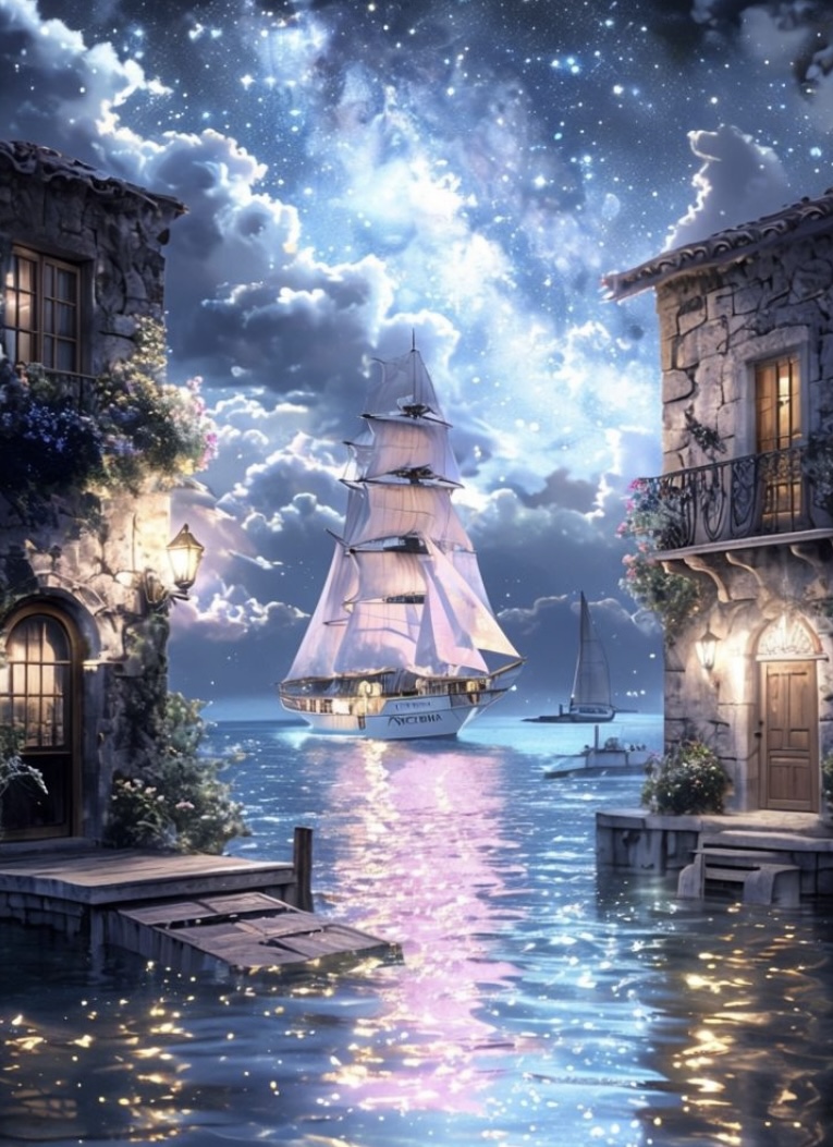 Mystical Sailboat Art Print - Venice Range 