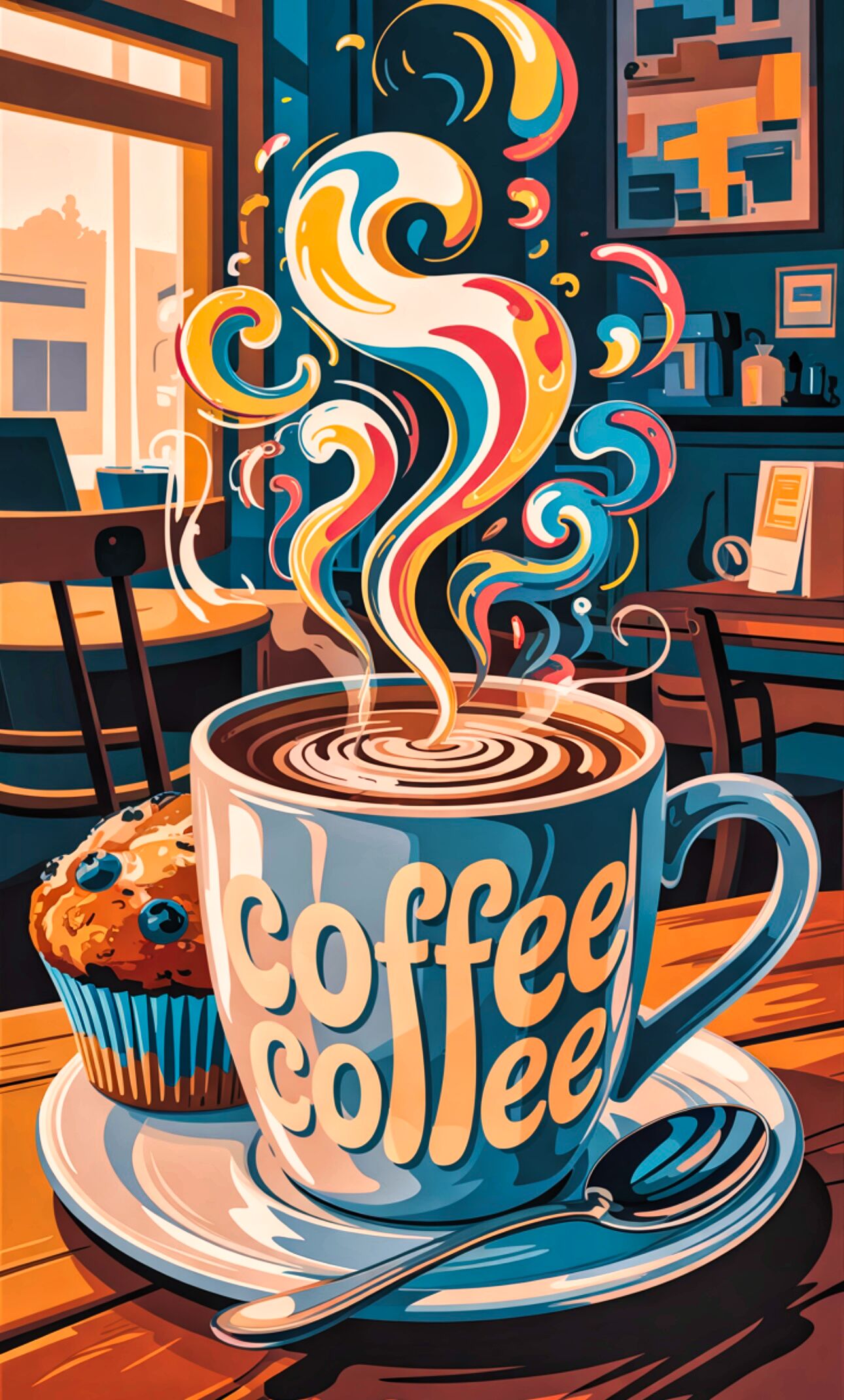 Colorful Coffee Cup Print