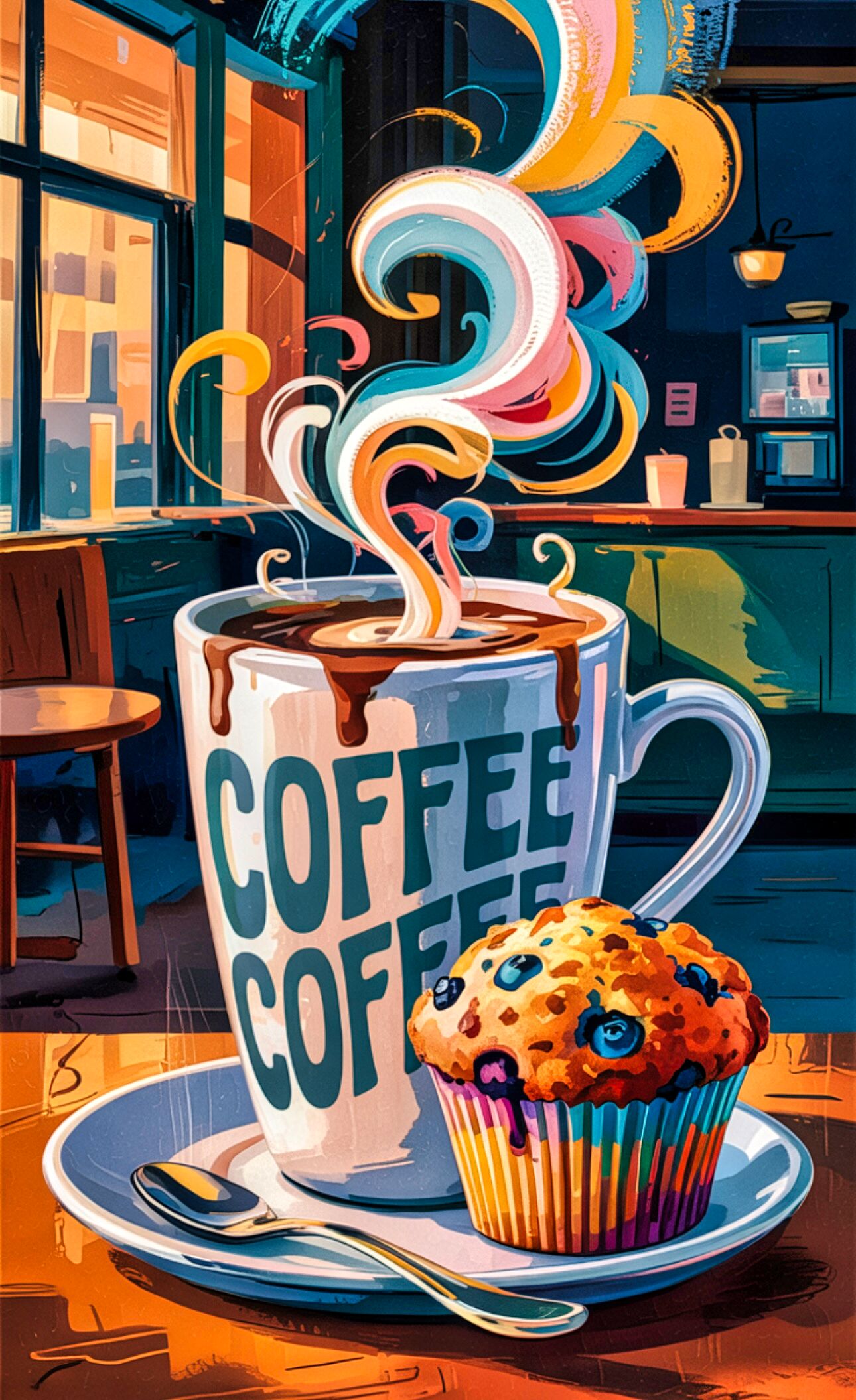 Coffee Mug with Muffin Print