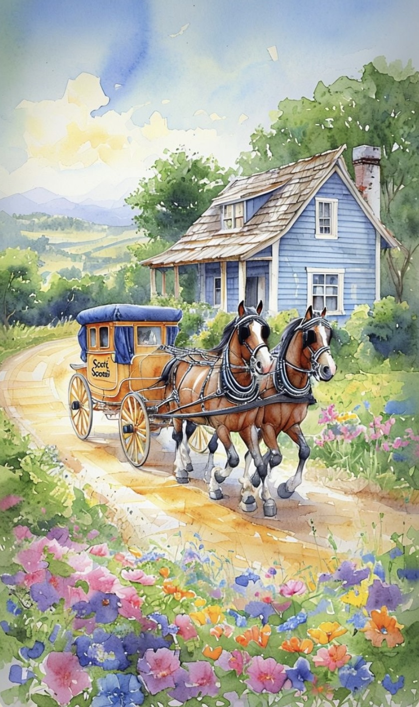 Vintage Horse-Drawn Carriage Print