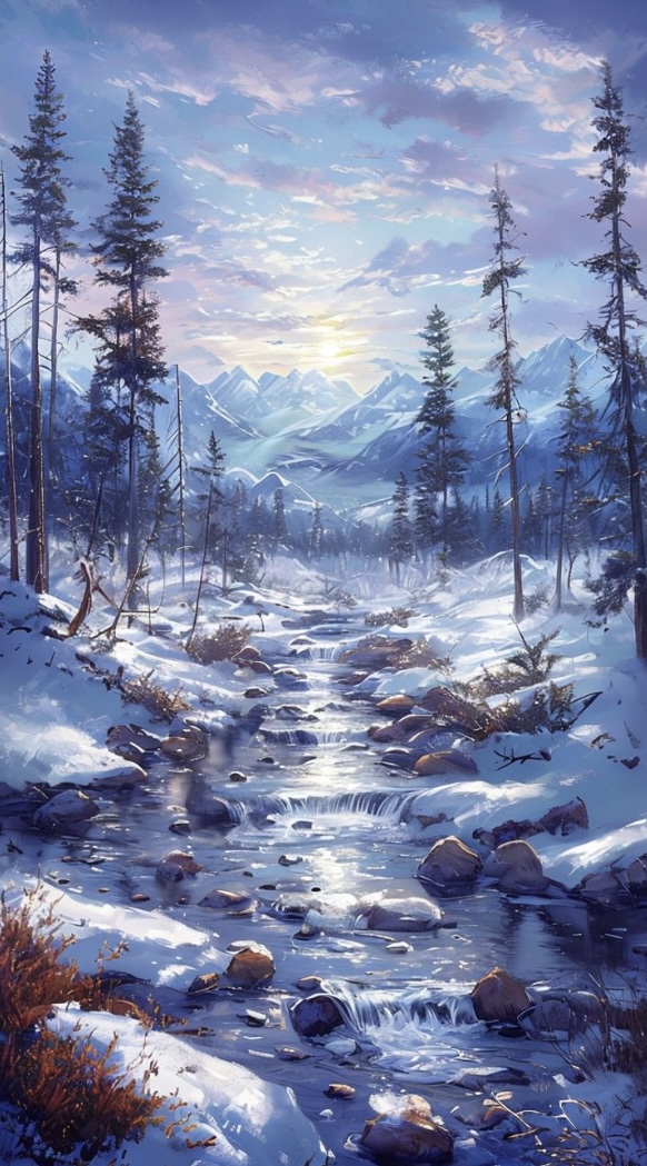 Winter Mountain Landscape Print