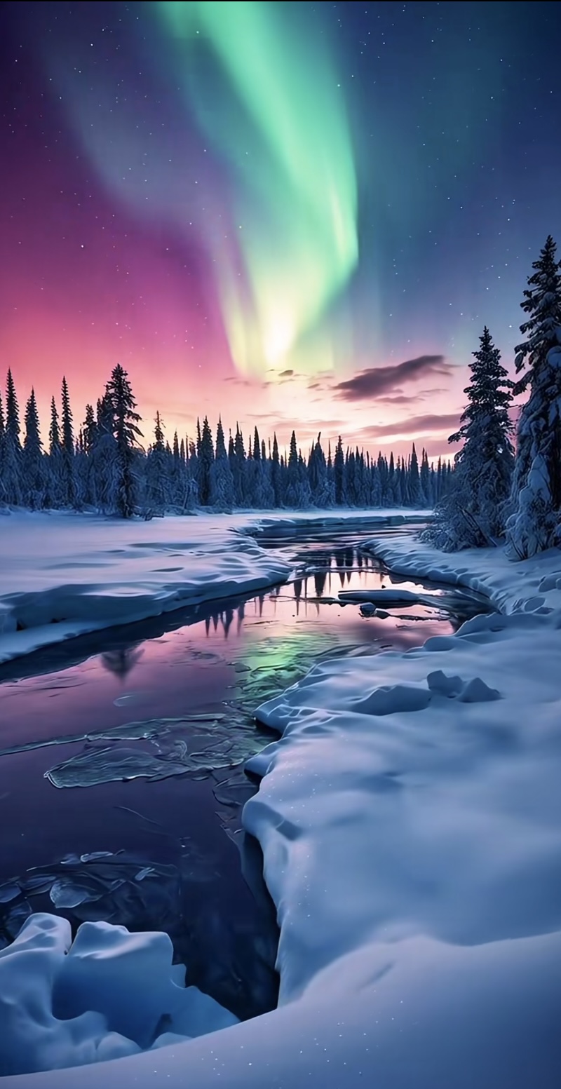 Aurora Borealis Landscape Print