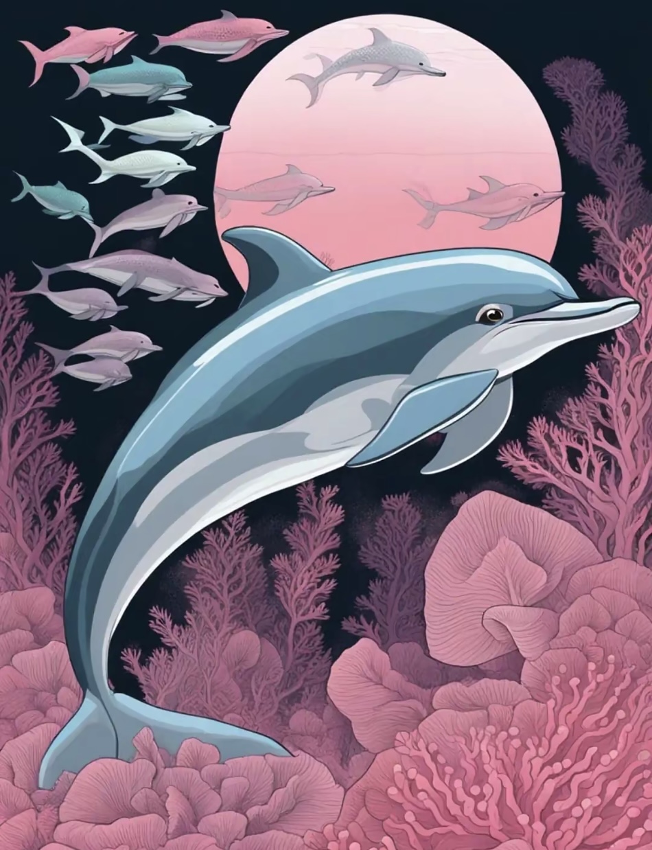 Decorative Dolphin Art Print