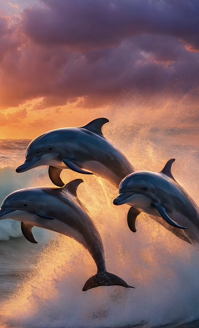 Dolphin Sunset Canvas Art