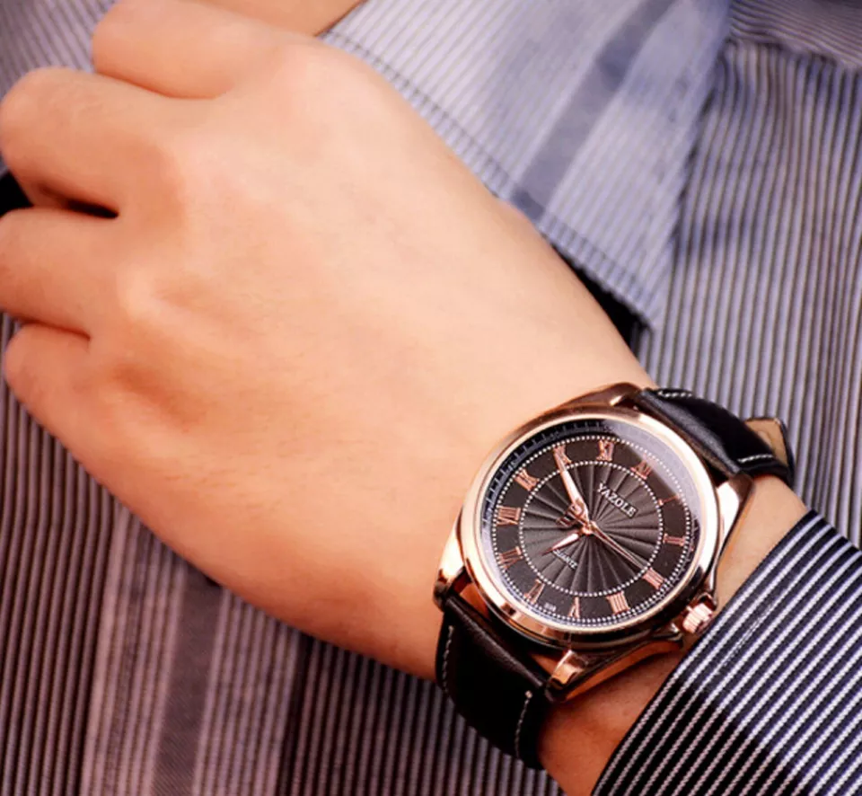 YAZOLE Roman numerals Men Quartz Luxury Wristwatch Business Watch Large Dial