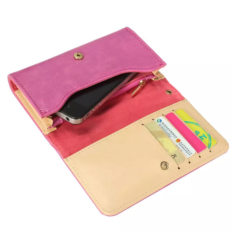 New Women Clutch Zipper Leather Long Wallet Coin Card Cell Phone Purse