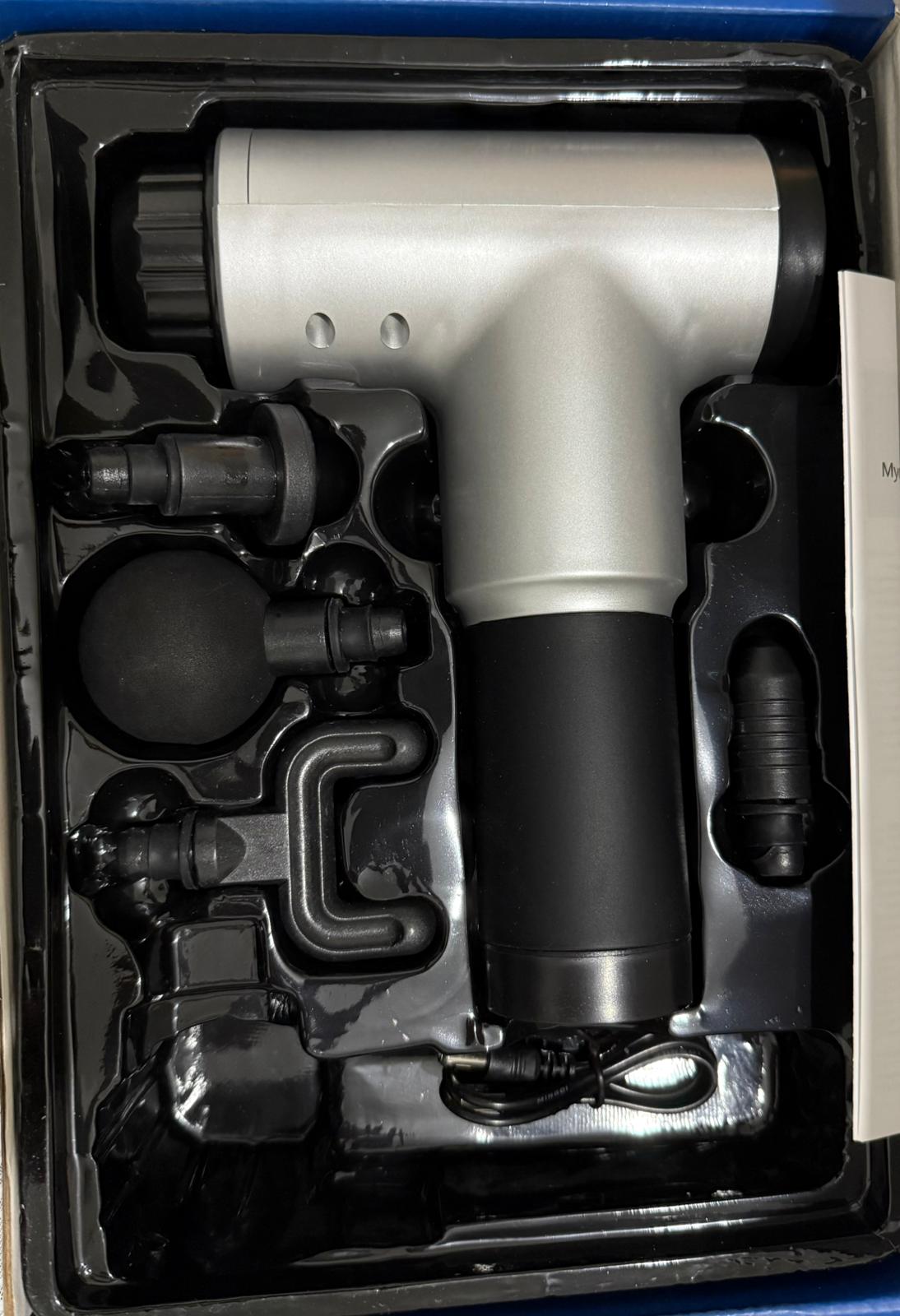 Deep Tissue Massage Gun for Muscle Recovery – Handheld Electric Massager with 4 Attachment Heads & Adjustable Speed